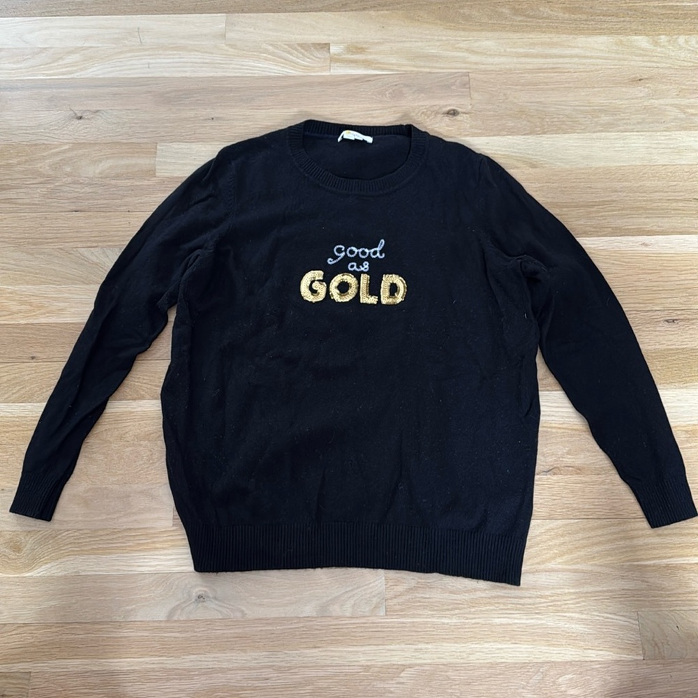 Boden “good as gold” soft black sweater size XL
